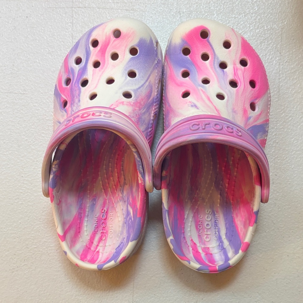 CROCS Kids' Swirl Pink and Purple Sandals